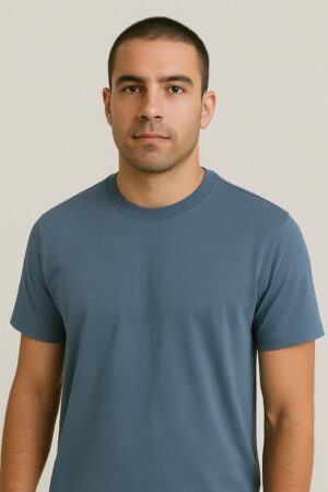 Calvin Klein Short-Sleeved Blue Cotton T-Shirt